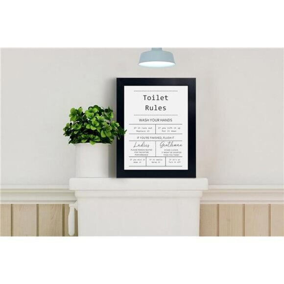 Funny Bathroom Wall Art Sign Guest Bathroom Decor Black Framed 8x10 Inches - Picture 3 of 7